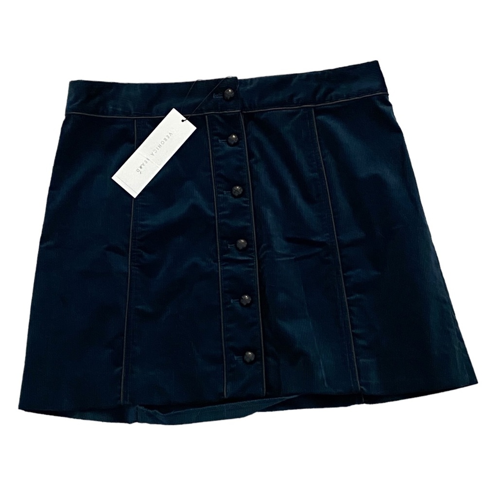 New - Veronica Beard Navy Corduroy Skirt with Buttons - NWT